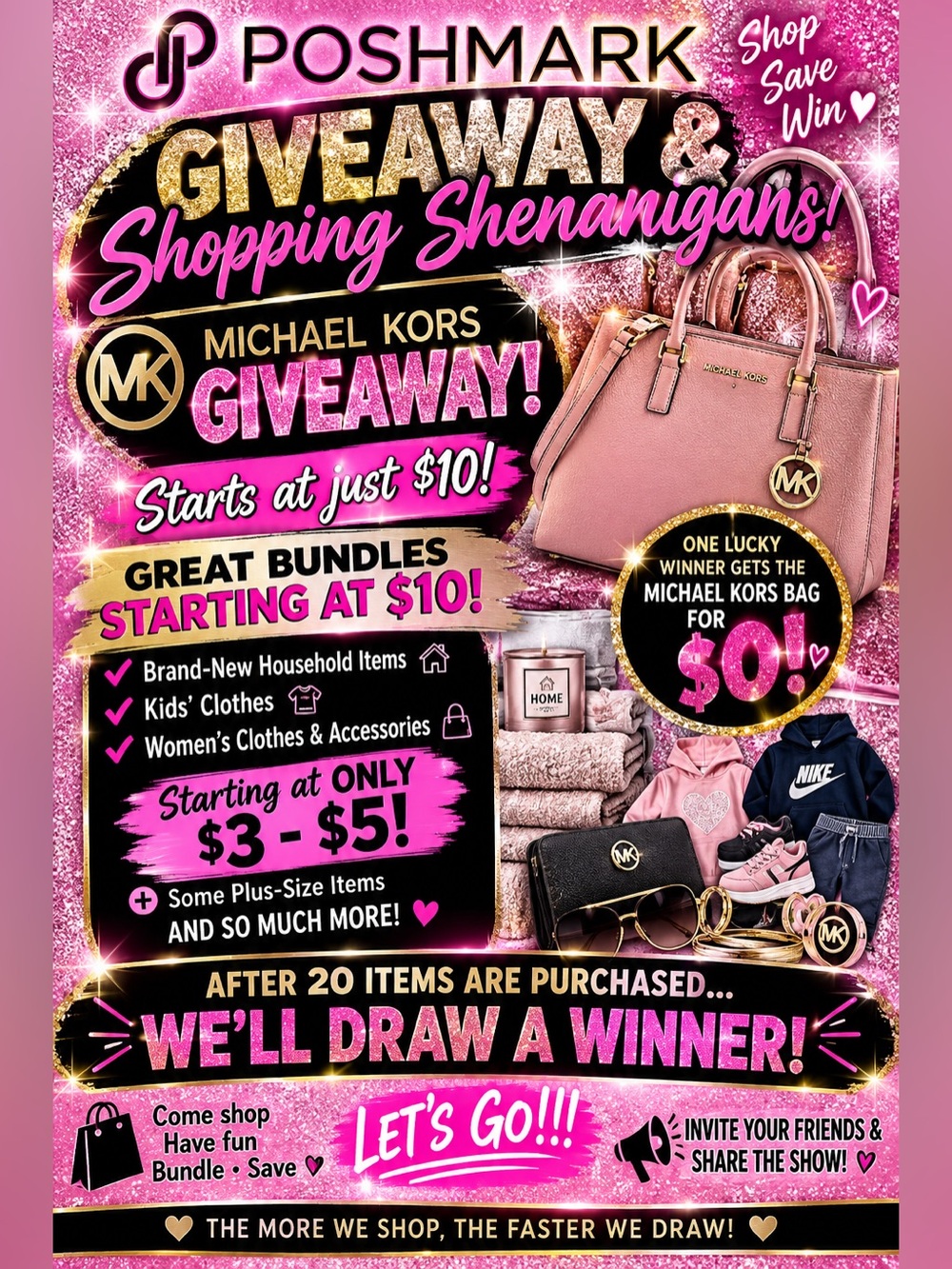 Marina Large metallic gold Canvas Drawstring Tassel Tote Michael Kors GIVEAWAY